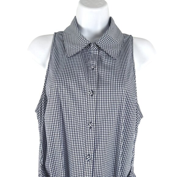 Cinq A Sept Sleeveless Gaby Dress Size 6 Gingham Blue White Tie Detail SW-2045 - Picture 3 of 8
